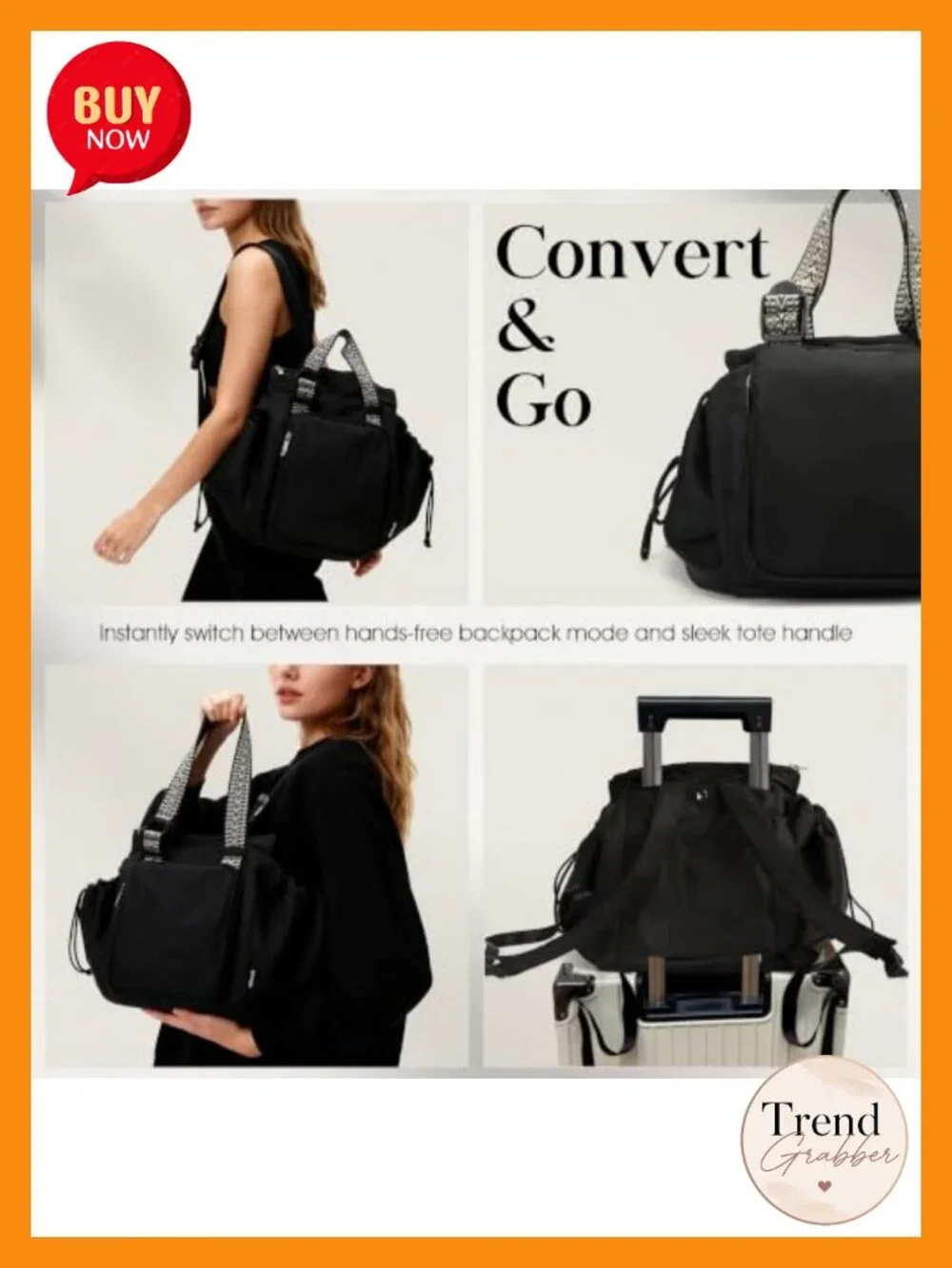Spacious Tote Bag with 16 Pockets, Convertible Work Diaper Bag, Water-Resistant